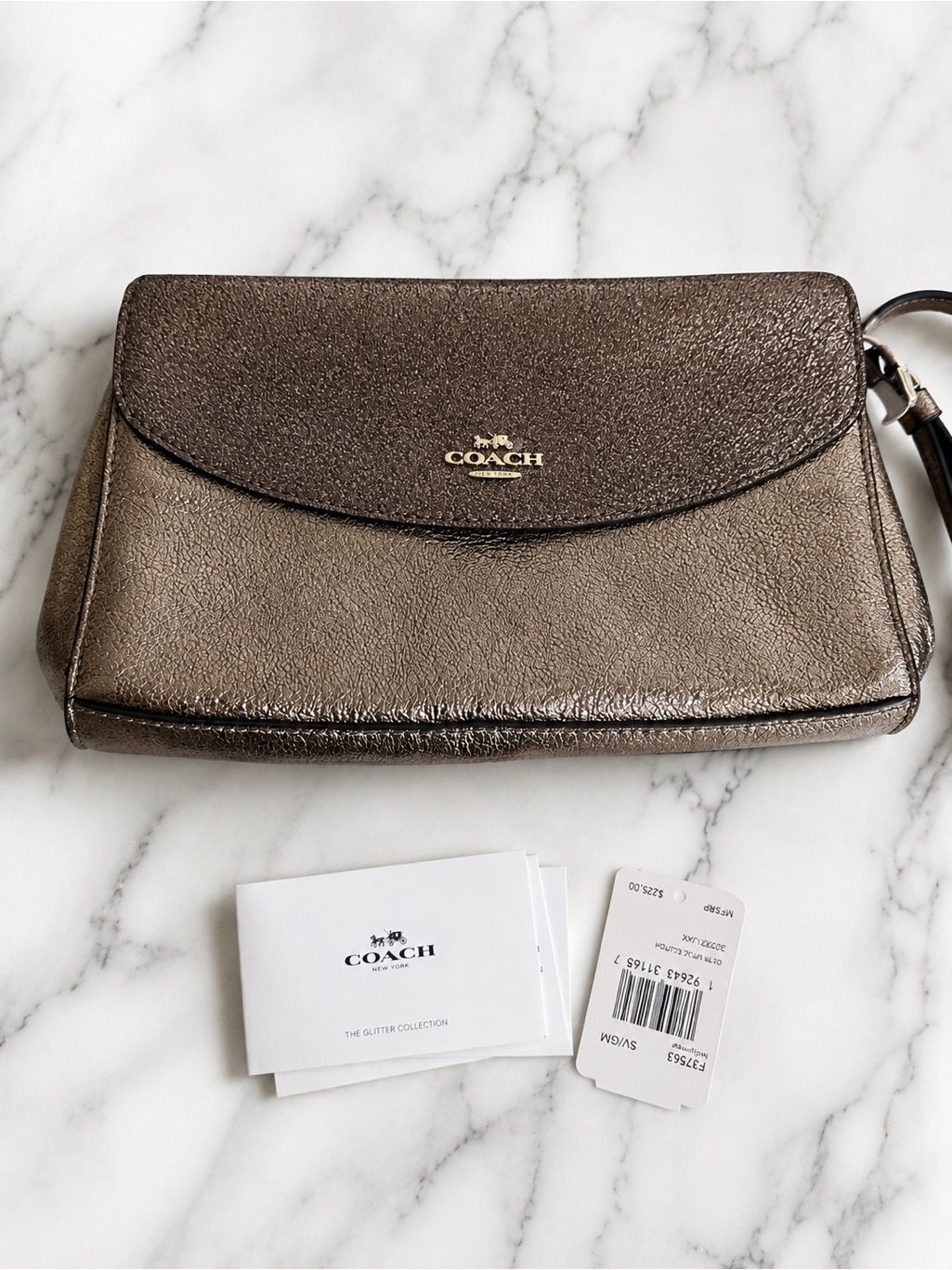Nwt Coach Glitter Metallic Clutch Nwt